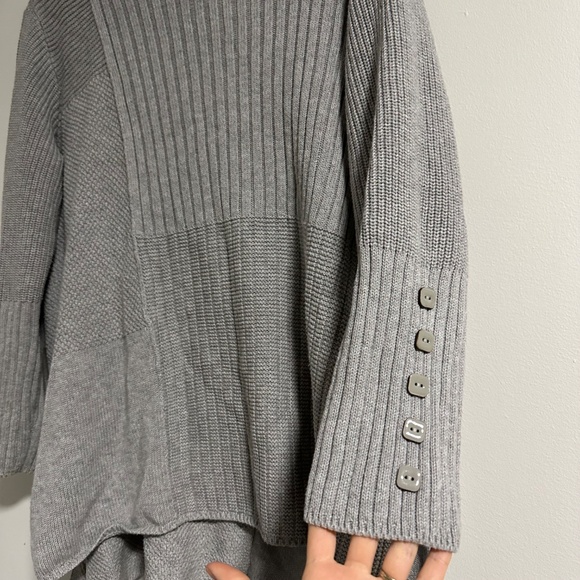 Habitat | Long Sleeve Gray Mock Neck 100% Cotton Knit Sweater - Picture 6 of 12